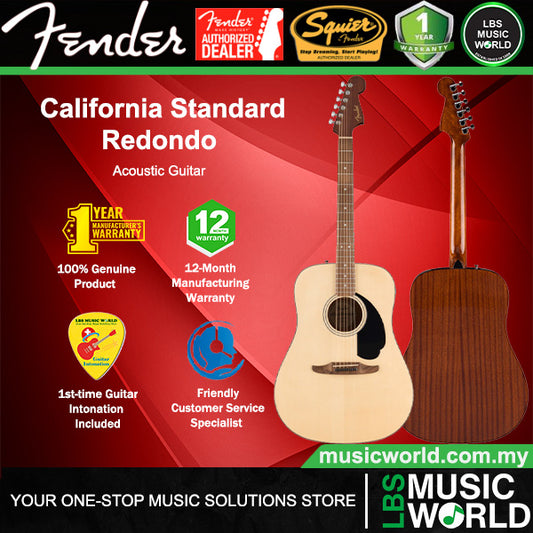 Fender California Standard Redondo Spruce Top Dreadnought Acoustic Guitar with Black Pickguard