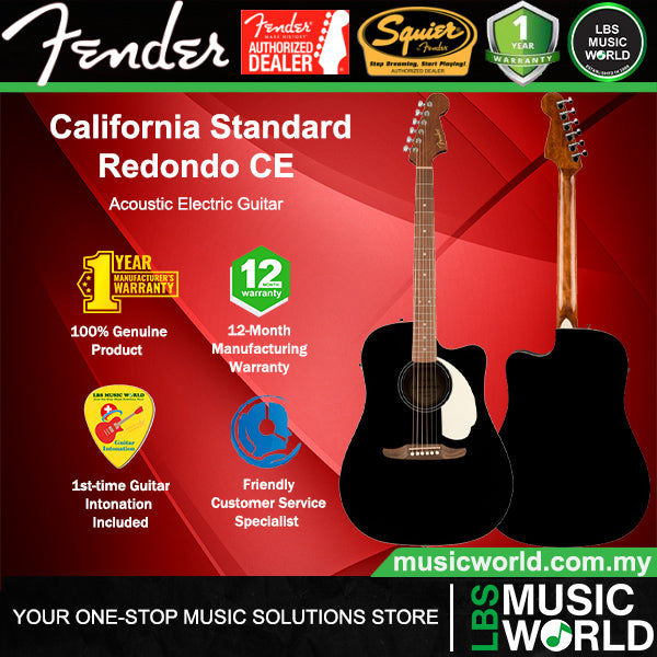 Fender California Standard Redondo CE Dreadnought Acoustic Electric Guitar with Ivory Pickguard