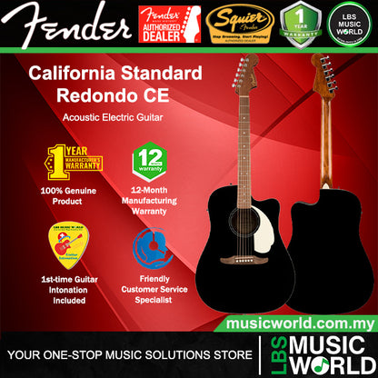 Fender California Standard Redondo CE Dreadnought Acoustic Electric Guitar with Ivory Pickguard