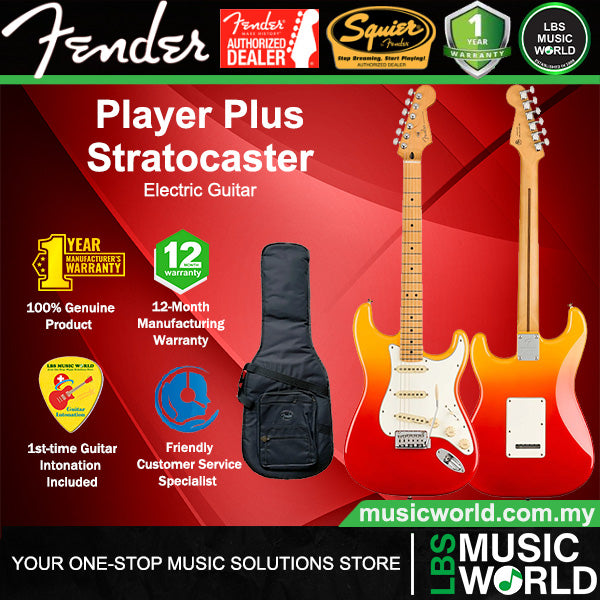 Fender Player Plus Stratocaster Electric Guitar Maple Fretboard with Tremolo and Gig Bag - Tequila Sunrise