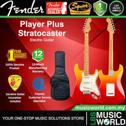 Fender Player Plus Stratocaster Electric Guitar Maple Fretboard with Tremolo and Gig Bag - Tequila Sunrise