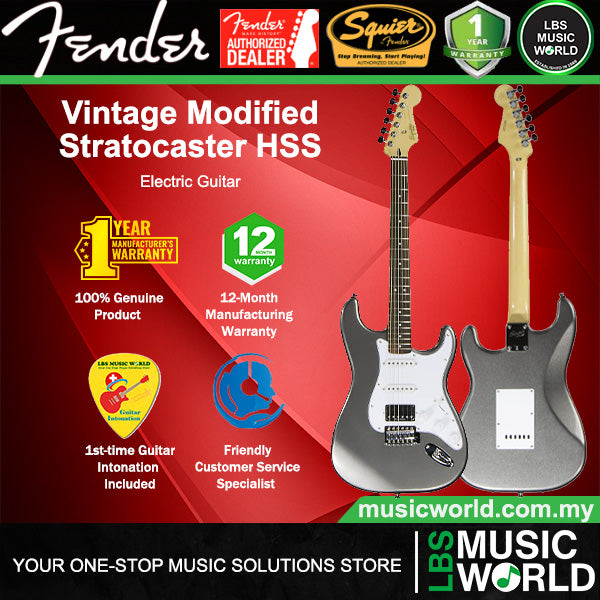 Squier Vintage Modified Stratocaster Electric Guitar with HSS Pickup and Tremolo - Gun Metal Grey