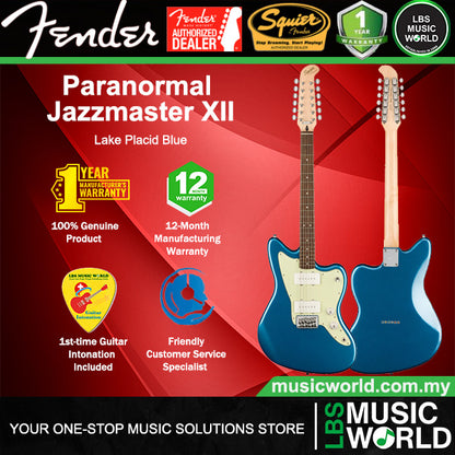 Squier Paranormal Jazzmaster XII 12-String Electric Guitar with Laurel Fretboard - Lake Placid Blue