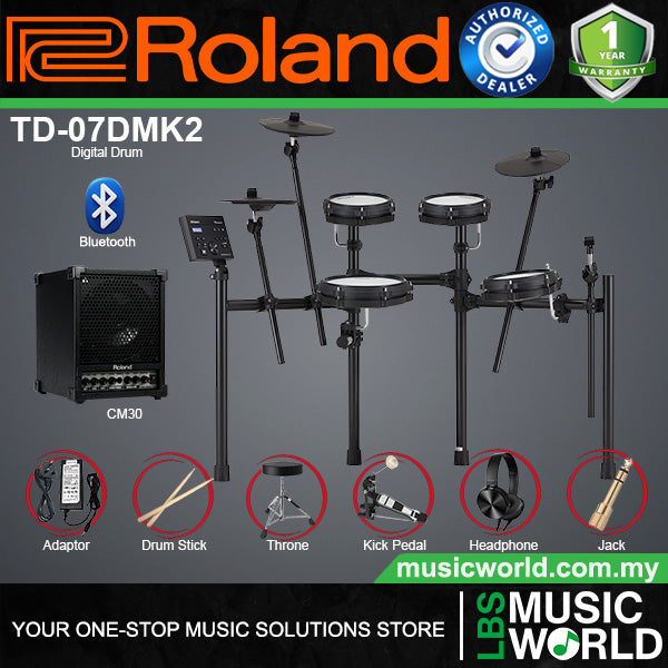 Roland TD-07DMK2 Electronic Drum Set With Package and Amplifier CM30