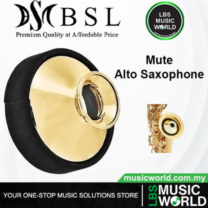 BSL Alto Saxophone Practice Mute ABS Lightweight Sax Dampener - Gold