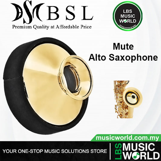BSL Alto Saxophone Practice Mute ABS Lightweight Sax Dampener - Gold
