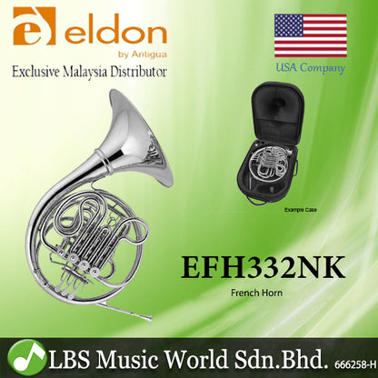 Eldon by Antigua EFH332 F/Bb Double French Horn Detachable Bell Nickel Plate Geyer Wrap with Case (EFH332)