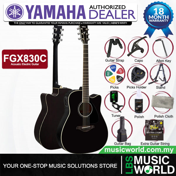 Yamaha FGX830C 41" Dreadnought Solid Spruce Acoustic Electric Guitar With Pickup Black (FGX830)
