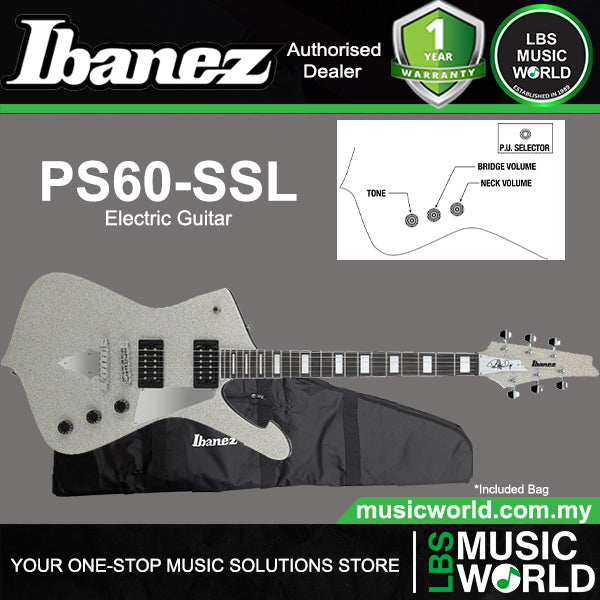 Ibanez PS60 Electric Guitar with HH Pickup and Bound Purpleheart Fretboard with Bag