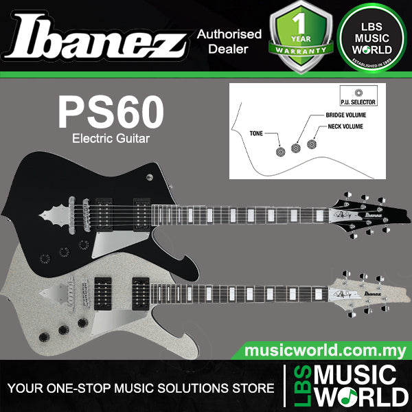 Ibanez PS60 Electric Guitar with HH Pickup and Bound Purpleheart Fretboard with Bag