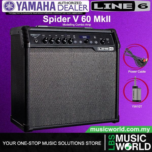 Line 6 Spider V 60 MkII 60 Watt 1X10 Inch Modeling Combo Electric Guitar Amplifier with 200 Amp Preset (V60)
