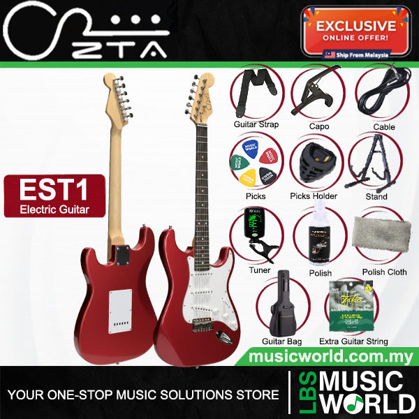 ZTA EST1 Stratocaster Electric Guitar Package Bundle Set with Tremolo