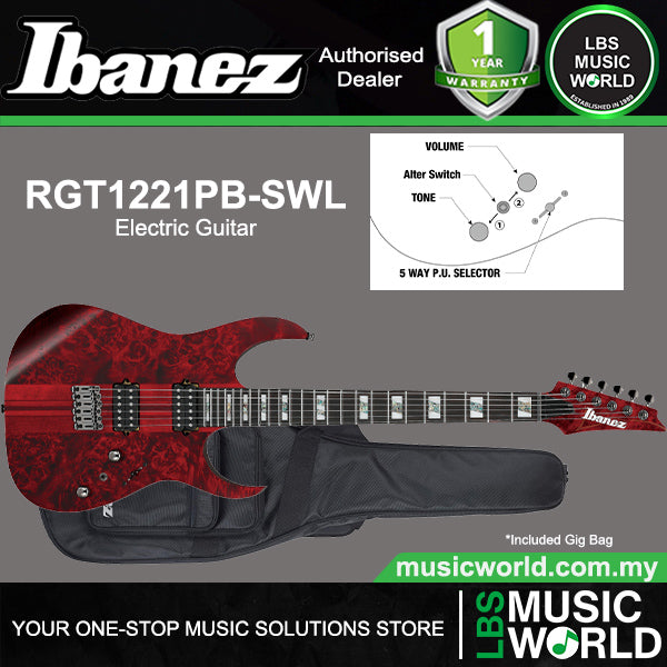 Ibanez RGT1221PB Premium RG Series Poplar Burl Electric Guitar With HH Pickups and Ebony Fingerboard