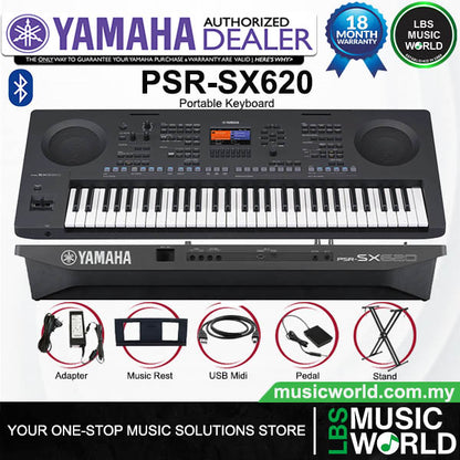 Yamaha PSR-SX620 61 Key Arranger Workstation Keyboard Basic Package with Bluetooth (PSRSX620)