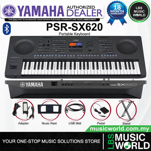 Yamaha PSR-SX620 61 Key Arranger Workstation Keyboard Basic Package with Bluetooth (PSRSX620)