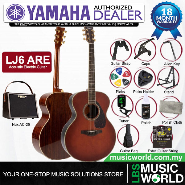 Yamaha LJ6 ARE 41'' Medium Jumbo Solid Spruce Acoustic Electric Guitar With Pickup Dark Tinted (LJ 6)