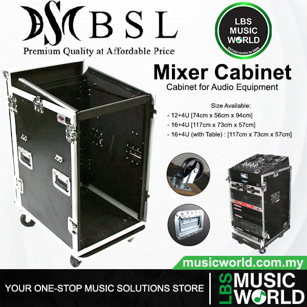 BSL 12 16 with 4U Mixer Mount Cabinet Workstation Rack for Audio Equipment (124U 164U 12 4U 16 4U)