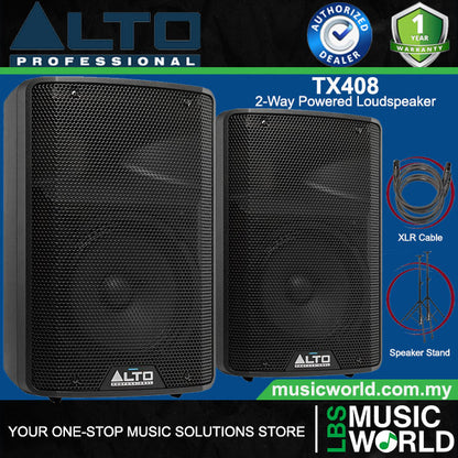 Alto Professional TX408 350W 8 Inch Powered Loudspeaker Built in Bluetooth with Stand and Cable