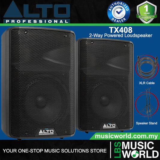 Alto Professional TX408 350W 8 Inch Powered Loudspeaker Built in Bluetooth with Stand and Cable