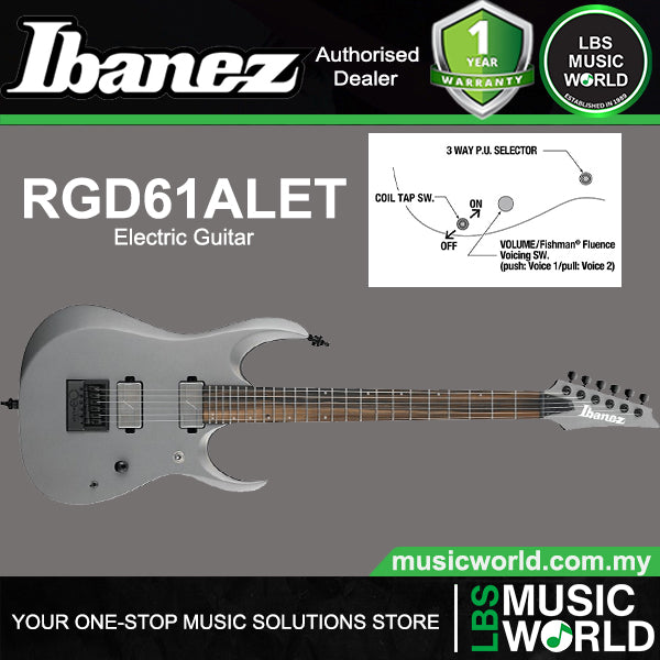 Ibanez RGD61ALET Solid Nyatoh Body Electric Guitar HH Pickup with Macassar Ebony Fretboard - Metallic Gray Matte