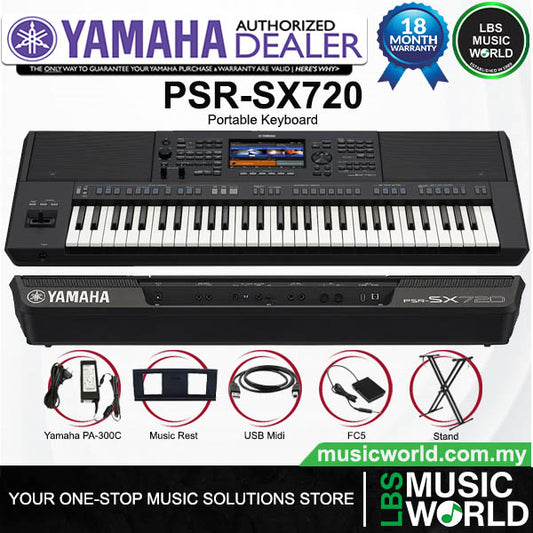 Yamaha PSR-SX720 61 Key Arranger Workstation Keyboard Basic Package (PSR SX720)