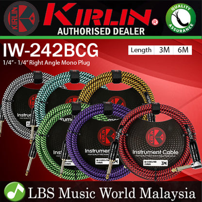 Kirlin IW-242BCG Original Gold Tip Woven Instrument Cable for Electric Acoustic Guitar Keyboard Bass Amplifier (IW242BCG)