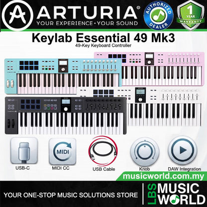 Arturia Keylab Essential 49 MK3 Universal Midi Controller with USB-C Powered