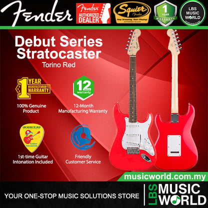 Squier by Fender Debut Stratocaster Electric Guitar with White Pickguard Laurel FB