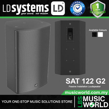 LD Systems SAT 122 G2 250 Watt 12 Inch Passive Installation 2 Way Speaker Wall Loudspeaker (LDSAT122G2)