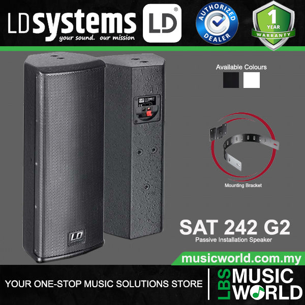 LD Systems SAT 242 G2 100 Watt 2 X 4 Inch Passive Installation Wall Mounted Loudspeaker (LDSAT242G2)