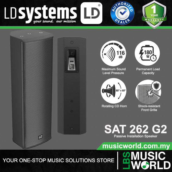 LD Systems SAT 262 G2 180 Watt 2 X 6.5 Inch Passive Installation 2 Way Speaker Wall Loudspeaker (LDSAT262G2)