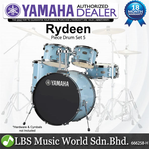 Yamaha Rydeen RDP2F5 5 Pieces Acoustic Drum Set with Cymbal Package - Gloss Pale Blue