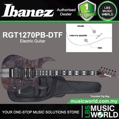 Ibanez RGT1270PB Premium American Basswood Body HSS Pickup Electric Guitar with Ebony Fretboard and Gig Bag