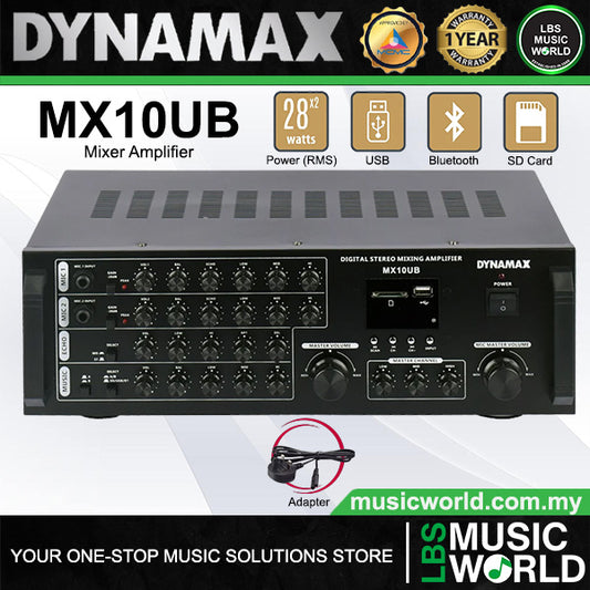 Dynamax MX10UB 28W x 2 Karaoke Mixer Amplifier with Bluetooth USB SD Card