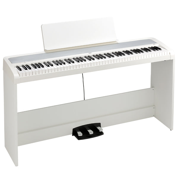 Korg B2+SP 88 Key Digital Piano Built In Speaker Package with Stand and Three Pedal White (B2 Plus)