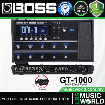 Boss GT-1000 Guitar Multi Effects USB Pedal Basic Package with Amplifier Modeling (GT1000)