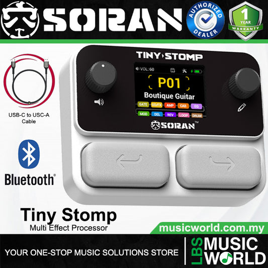 SORAN Tiny Stomp Multi Effect Electric Guitar and Bass Processor with Dual Mode Bluetooth