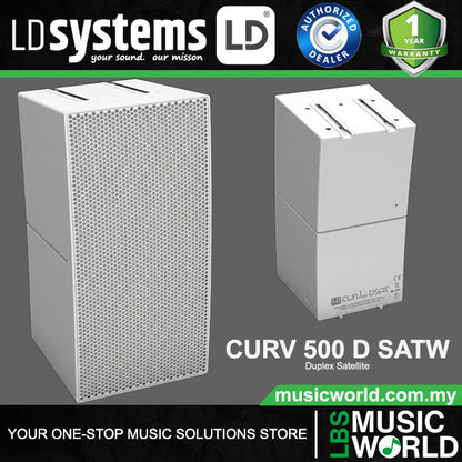 LD Systems CURV 500 D SAT 8ohms Duplex Satellite Wall Mounted Loudspeaker - White (LDCURV500DSATW)