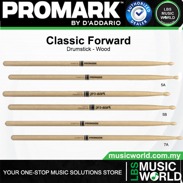 ProMark Classic Forward Series Hickory Oval Wood Tip Drumstick (TX5AW, TX5BW, TX7AW)