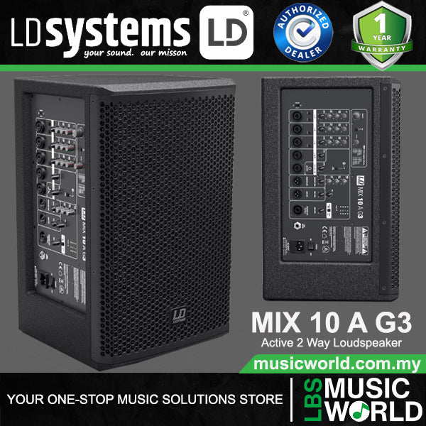 LD Systems MIX 10 A G3 2 X 200 Watt Active 2 Way Loudspeaker with Integrated 7 Channel Mixer (MIX10AG3 LDMIX102AG3)