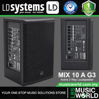 LD Systems MIX 10 A G3 2 X 200 Watt Active 2 Way Loudspeaker with Integrated 7 Channel Mixer (MIX10AG3 LDMIX102AG3)