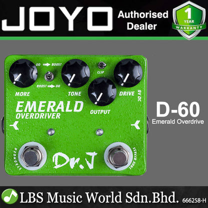 Joyo D-60 Dr.J Green Emerald Overdrive Mosfet Diode Guitar Effect Pedal (D60 D 60)