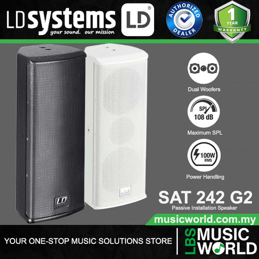 LD Systems SAT 242 G2 100 Watt 2 X 4 Inch Passive Installation Wall Mounted Loudspeaker (LDSAT242G2)