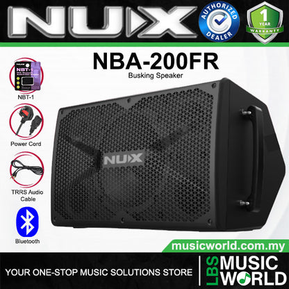 NUX NBA-200FR Busking 276 Watt Portable Battery Powered Speaker Amplifier with Bluetooth (NBA200FR)