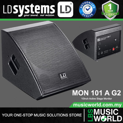 LD Systems MON 101 A G2 600 Watt 10 Inch Speaker Active Stage Monitor (MON101AG2 LDMON101AG2)
