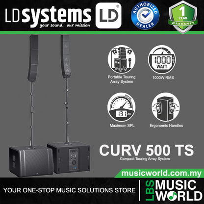 LD Systems CURV 500 TS 1000 Watts Compact Portable Touring Array System (LDCURV500TS)