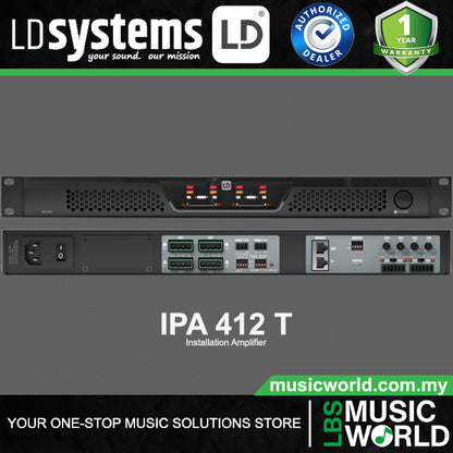 LD Systems IPA 412 T 120W Professional Amp 4-channel Installation Amplifier (LDIPA412T)