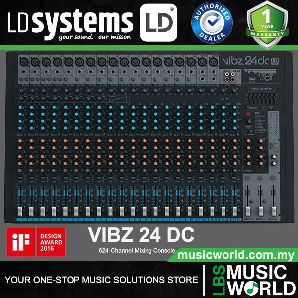 LD Systems VIBZ 24 DC 24 Channel Mixing Console with DFX and Compressor (VIBZ24 DC VIBZ24DC)