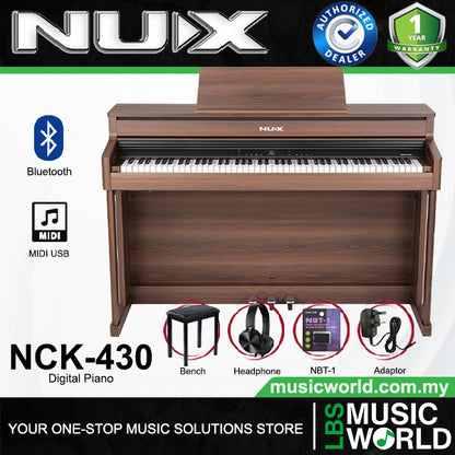 Nux NCK-430 88 Keys Digital Piano Grand Hammer with Bluetooth - Walnut Wood (NCK430)