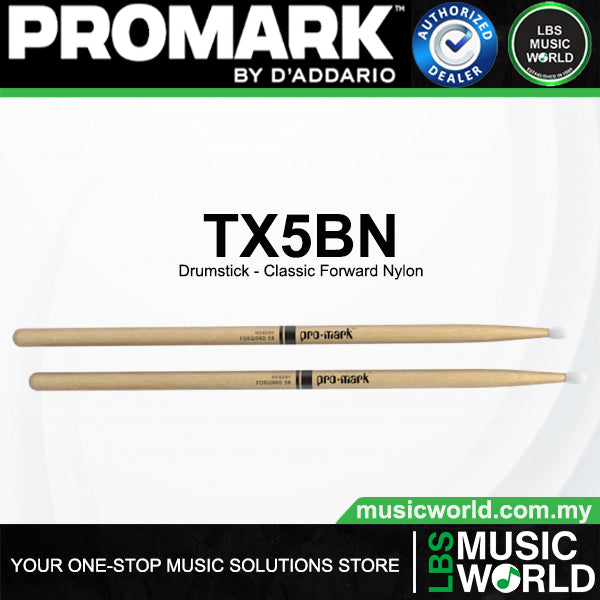 ProMark Classic Forward Series Hickory Oval Nylon Tip Drumstick (TX5AN, TX5BN, TX7AN)